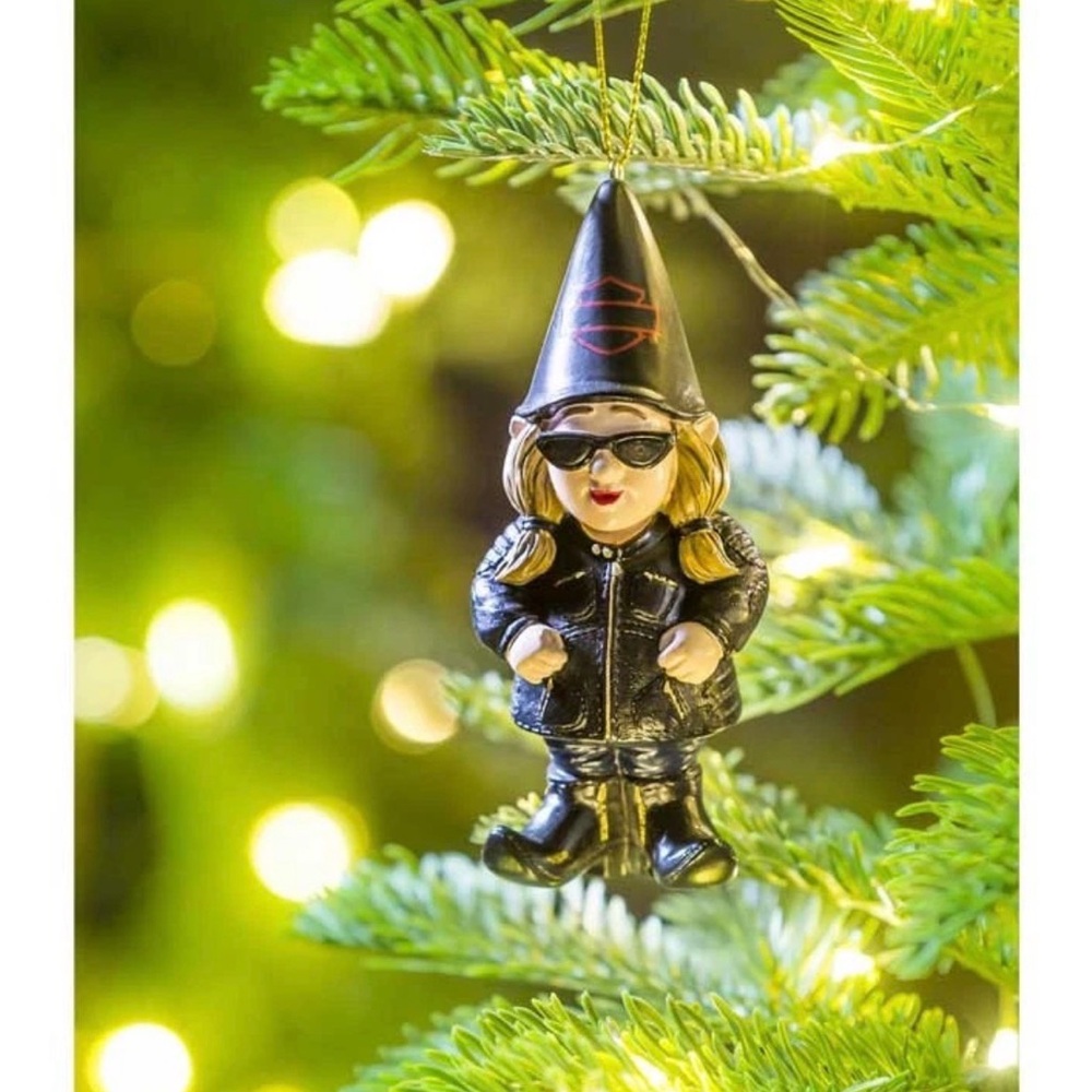 Harley-Davidson Sculpted Lady Biker Gnome Hanging Ornament, Black 3OT4902GMB - Picture 5 of 5